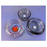 Set of (3) Glass Ashtrays w/ Apple Design