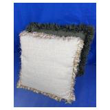 (2)Square Fringed Throw Pillows Duo
