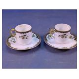 (4)Vintage Floral Glass Espresso Cup & Saucer Set