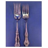 2 Antique Ornate Silver-plated Meat Forks