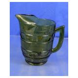 Vintage Green Thumbprint Glass Pitcher