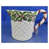 Vintage Ceramic Holly & Candy Cane Pitcher