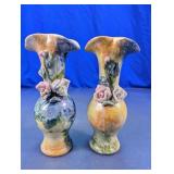 Lusterware Floral Glass Vases