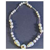 White Polka Dot Glass Beaded Necklace