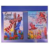 Patriotic & Cardinal Garden Flags Lot