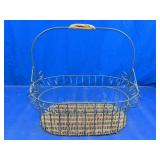 Wire and Wicker Oval Gathering Basket