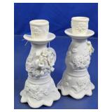 White Porcelain Rose Candle Holders