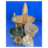 (5) Decorative Wicker and Woven Basket Set
