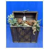 Woven Chest with Faux Floral Arrangement