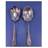2 Antique Ornate Silver-plated Serving Spoons