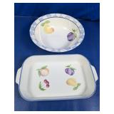 (2)Vintage Fruit Pattern Ceramic Serving Duo
