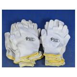 Cactus Rope White Knit Work Gloves with Yellow