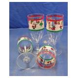 Christmas Plastic Stemware Glasses Set