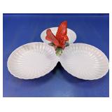 Vtg 86 Fitz & Floyd 3 Dish Server