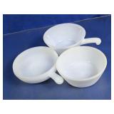 White Milk Glass Handled Bowls