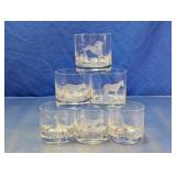 Vintage Etched Animal Whiskey Glasses Set