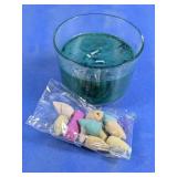 Green Candle in Glass Jar with Incense Cones