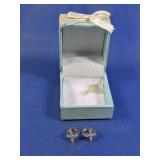 Silver-Tone Cross Huggie Hoop Earrings with Box