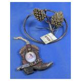 Rustic Pinecone Decor and Cowboy Boot Frame