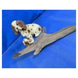 Puppy Figurine and Natural Wood Decor