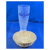 Fish Tales Tall Glass and Woven Basket Set