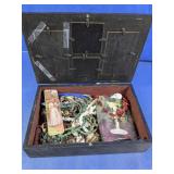 Vintage Jewelry Box w/ Assorted Fashion Jewelry