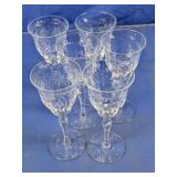Cut Glass Stemmed Wine Goblets Set