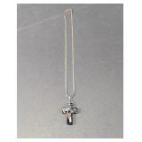 Sterling Art Glass Cross Necklace