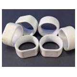 (6)Minimalist White Ceramic Napkin Rings Set