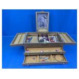 Vintage Style Jewelry Box w/ Assorted Contents