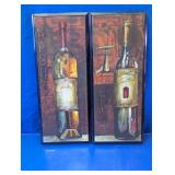 Framed Wine Bottle Wall Art Pair