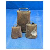 3 Vintage Rustic Metal Cow Bells