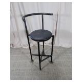 Modern Black Metal Bar Stool with Curved Back