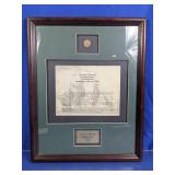 Framed Admiral Gardner Copper Coin Display