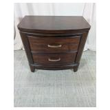 Modern 2-Drawer Bowfront Wood Nightstand