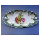 Floral Handled Glass Serving Dish