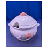 Seashell Glass Covered Serving Bowl