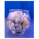 Glass Vase with Decorative Seashells