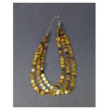 925 3-Strand Tigers-eye Beaded Necklace