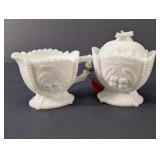 Vintage Westmoreland Milk Glass Sugar & Creamer