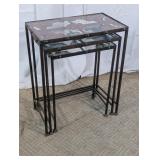 Metal and Glass Nesting Tables Set