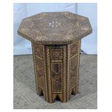 Inlaid Wood Storage Accent Table