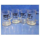 Longhorn Steer Glass Beer Mugs Set