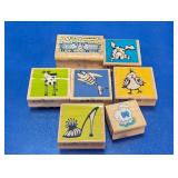 Wood Mounted Rubber Stamp Lot