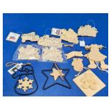 Assorted Wooden Christmas Ornaments Craft