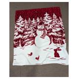 Red White Snowman Winter Throw Blanket