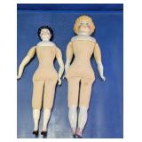2 Vtg Tall China Head Dolls 17" & 19"