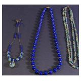 Blue Beaded Necklace Lot