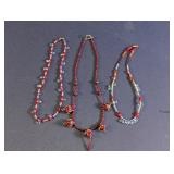 Red Beaded Necklace Lot