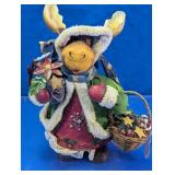 Moose Holiday Figurine Basket Decor